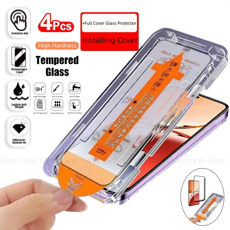 4/3/2/1Pcs For Reno 12F Glass OPPO Reno 12F 12FS 13F Tempered Glass Protective 9H Dust Free Full Glue Screen Protector Reno 12FS