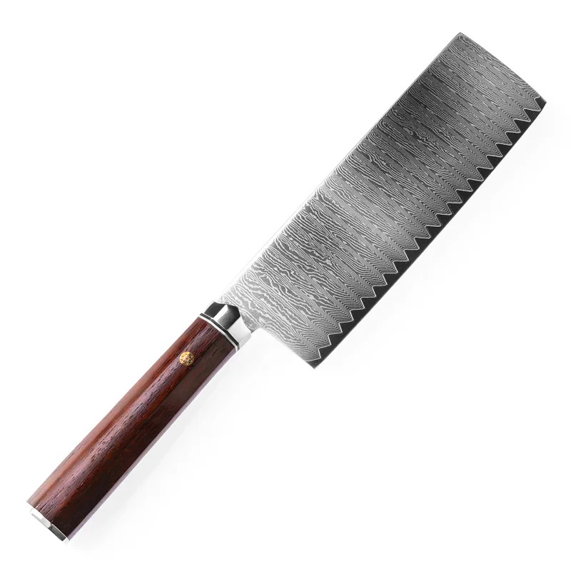 

7 Inch Nakiri Knife 67 Layers Damascus VG10 Steel Blade Sharp Chefs Cleaver Slicing Kitchen Knives Octagonal Rosewood Handle