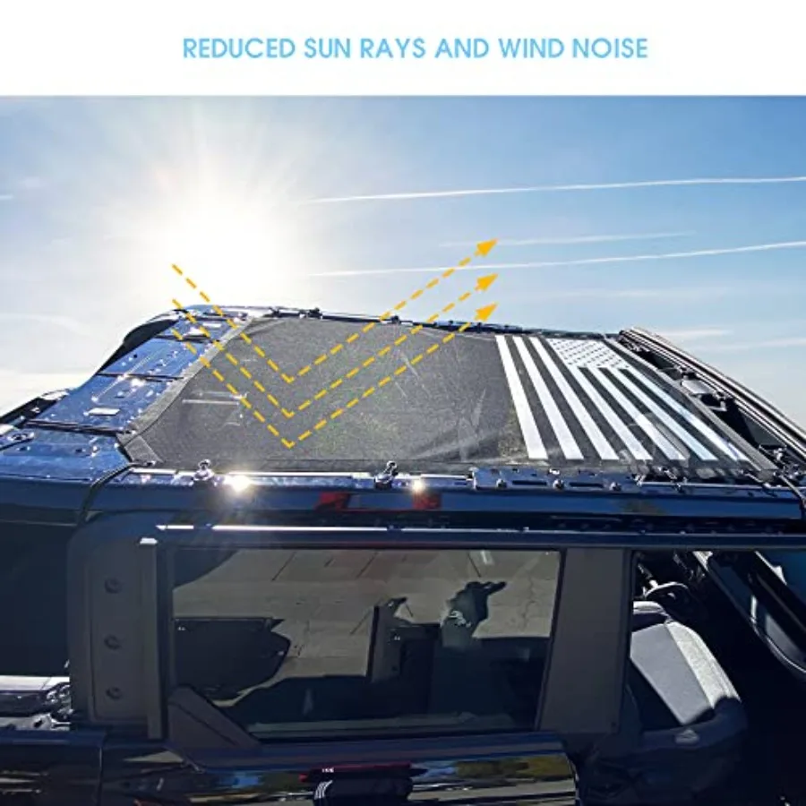 Sunshade for Ford Bronco, Mesh Sun Shade Bikini Top Cover Bimini Top for Ford Bronco Accessories 01 0 03 0 05 06 - Blocks UV, W