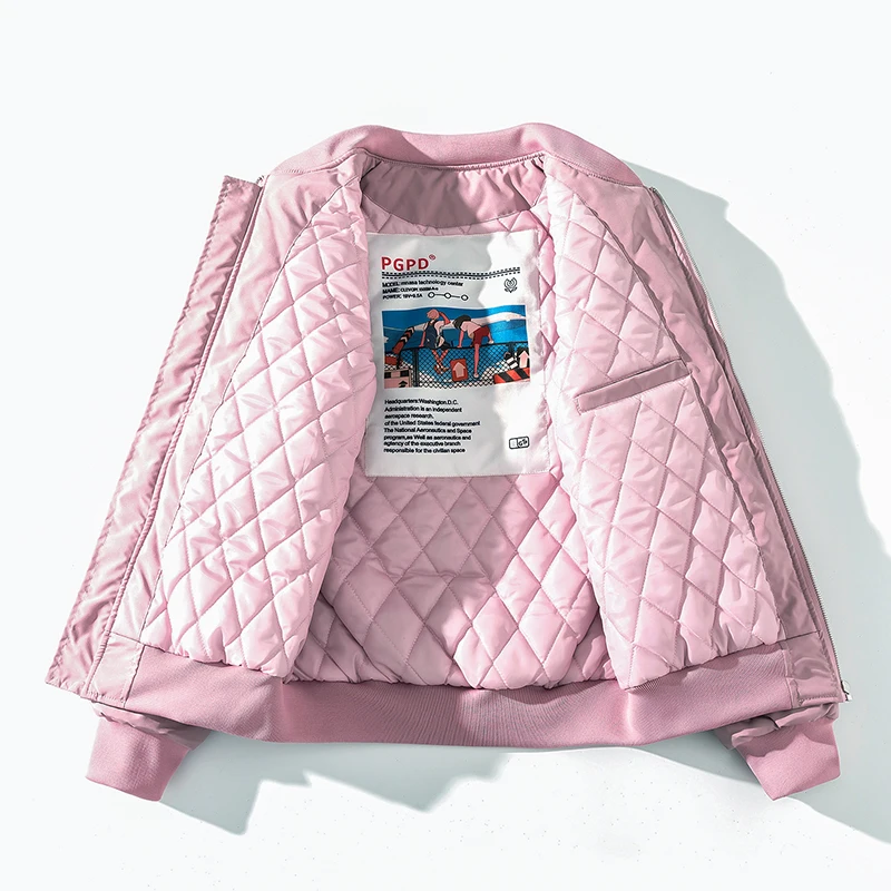 

Новая свободная хлопковая бейсбольная куртка-пилот 2026 года, утепленная, мужская, осенне-зимняя, розовая, модный бренд GXP999