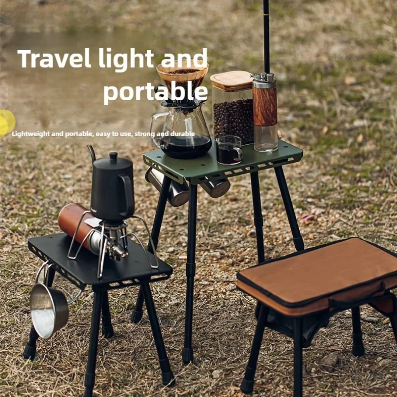 Metal Camping Folding Telescopic Stool Multi-use Tactical Mini Desk Chair Adjustable Outdoor Gear Portable Support Stand