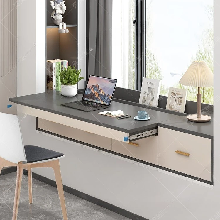 bay window cabinet desk integrated pull-out countertop table simple window sill cabinet sun protection drawer custom balcony