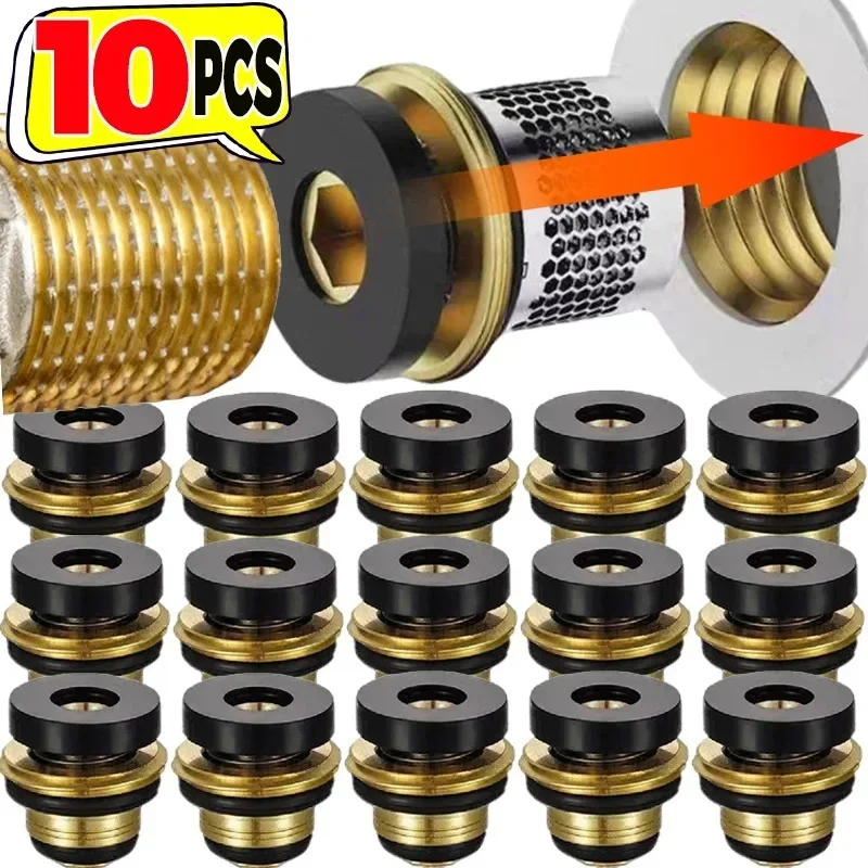 Válvula de parada de agua de latón Universal, válvula de grifo de malla con filtro, anillos de sellado a prueba de fugas, juntas, tapones de plomería, 1/10 Uds.