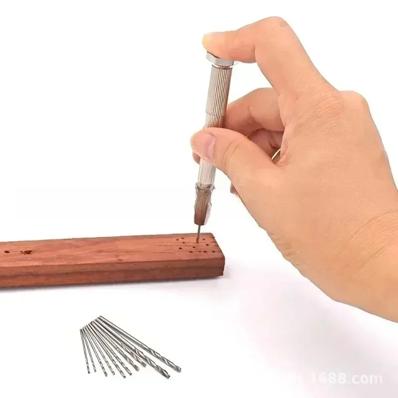 Hole Open Single Head Hand Twisted Drill Handl Small Tool Set DIY Hole Punching Art Play Amber Walnut Manual New 10pc