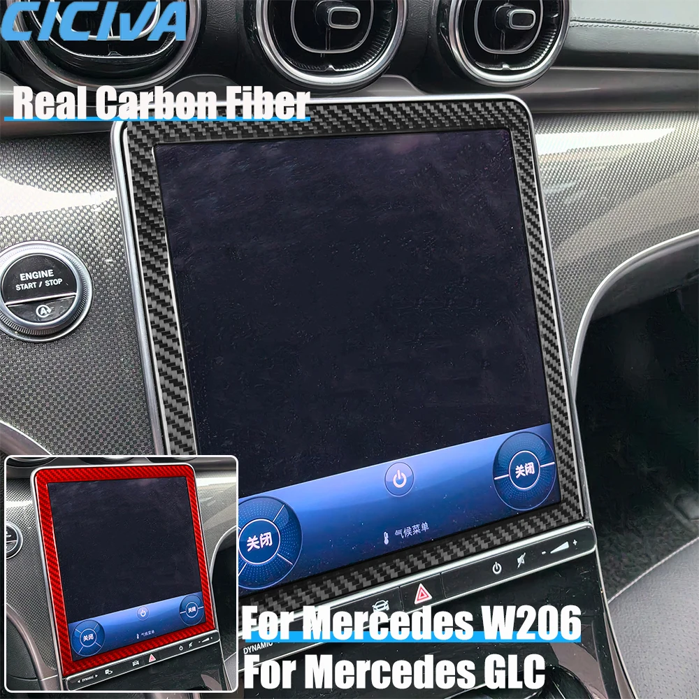 

Автомобильные аксессуары из углеродного волокна, крышка экрана центральной консоли, мягкая наклейка для Mercedes C-class W206 2022 2023 2024 GLC 2023 2024