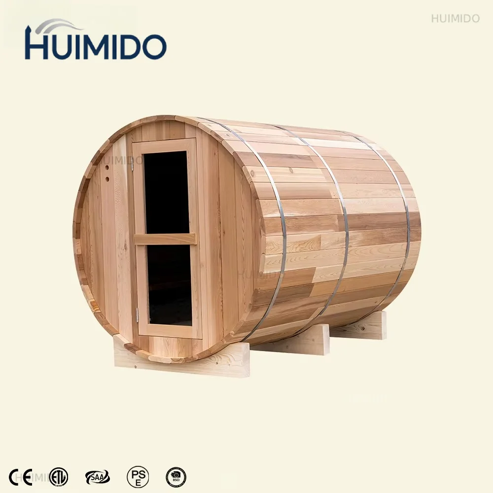 OEM ODM outdoor barrel sauna, redwood dry sauna, customizable size