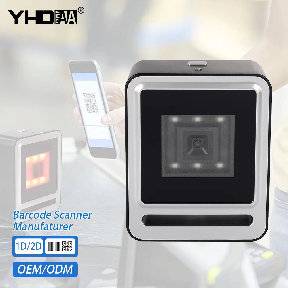 

YHDAA Desktop QR Code Scanner Omnidirectional Hands-Free Automatic USB QR Capture CMOS Barcode From Tablet