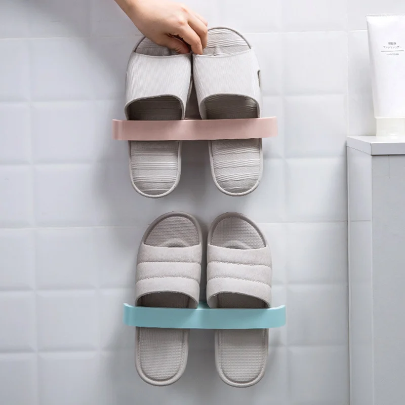 Wall Mounted Towel Rack Folding Slipper Shelf High Heels Bedroom Closets Holder Slippers Rack Household Organiseurs De Rangement