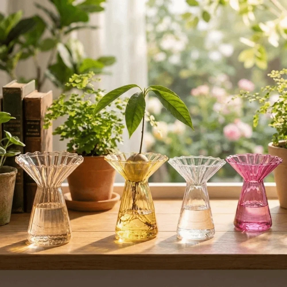 Home Decor Vase - Jarrón de Vidrio Moderno con Rayas