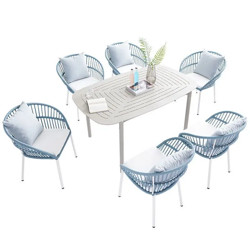 

Leisure Garden Balcony Comfortable Outdoor Combination Dining Table and Chair Open Air Waterproof Sunscreen Simple
