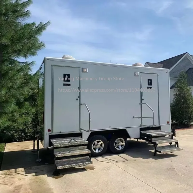 Mobile Bathroom Trailer, Portable Toilet Trailer Customizable Water Connection and Ventilation for Festivals Outdoor Events