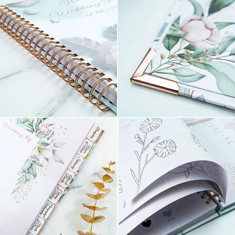 2024 Wedding Planner & Organizer Book Paper For Bride, 9.3 Inch X 11.3 Inch Diary Engagement Gift Book