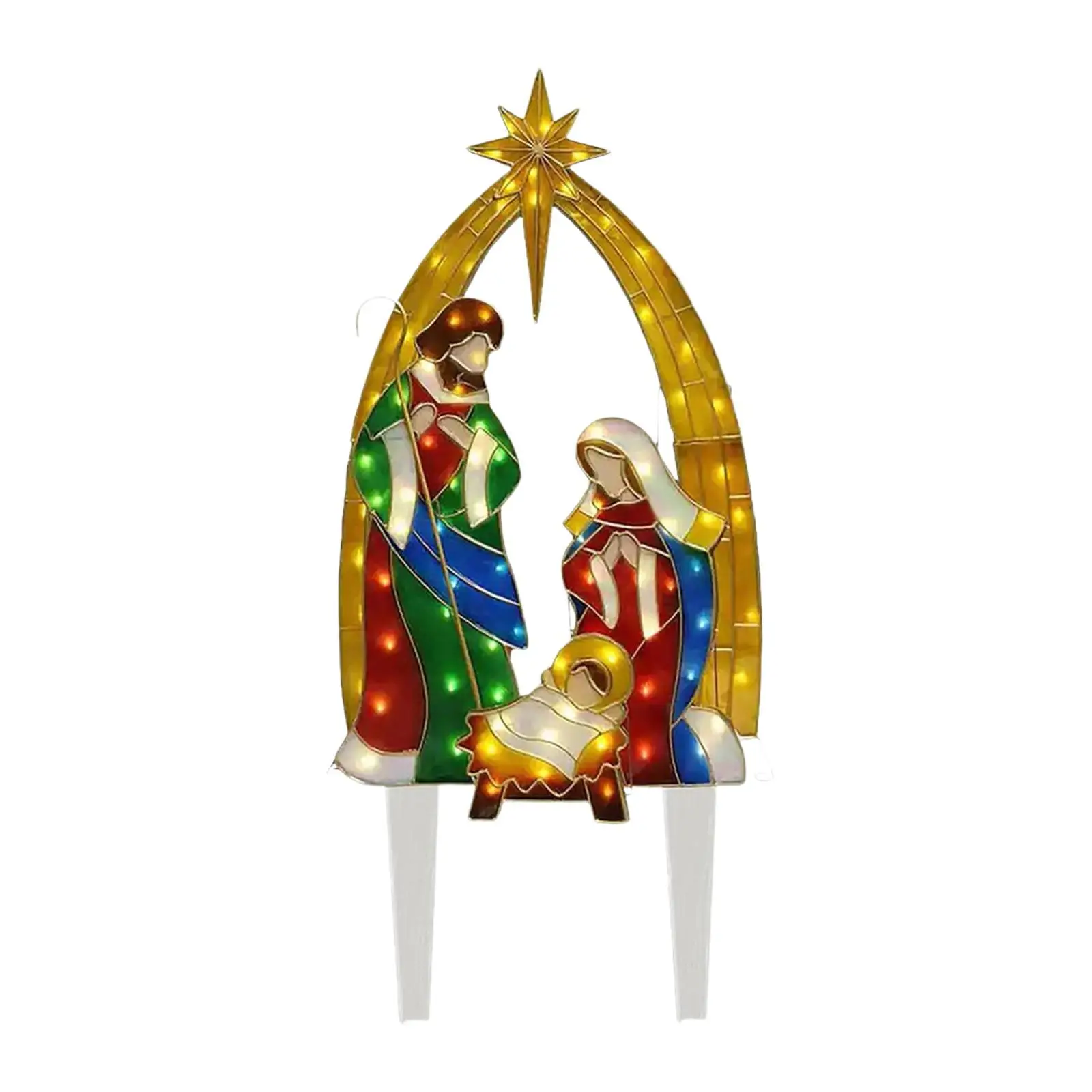 Outdoor Holy Family Nativity Scene Christmas Decoration Light up Xmas Decor for Garden Holidays Patio Party Supplies Backyard