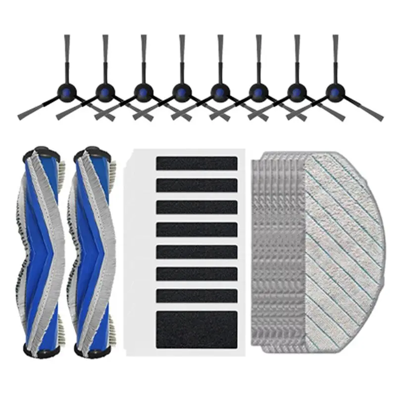 

Запчасти для робота-пылесоса Ecovacs DEBOT N20/N20 PLUS/N20 PRO PLUS: основная щетка, боковая щетка, HEPA-фильтр, салфетка для влажной уборки.