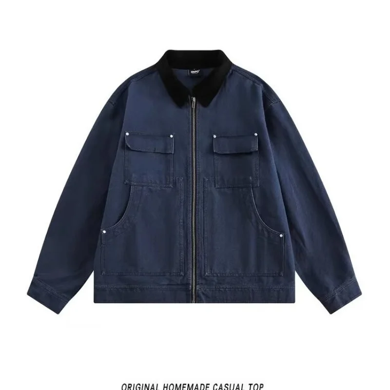 

GIOIOMen's Jacket，2025New style patchwork lapel American-style loose casual workwear men's jacket