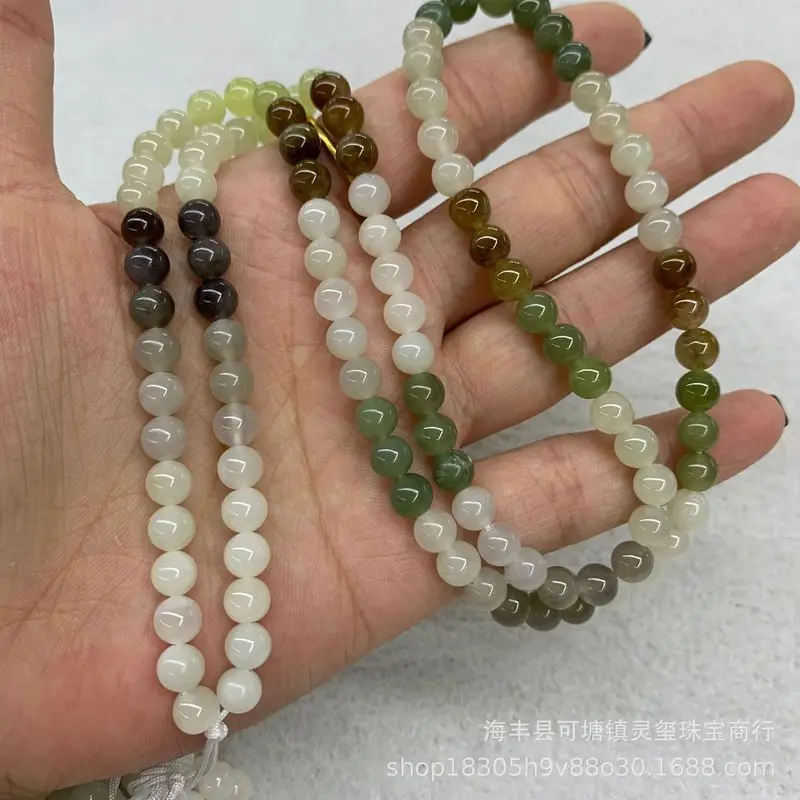 Hetian Jade Qinghai Material Multi-Treasure Necklace 108 Buddha Round Loose Beads Accessories Jewelry