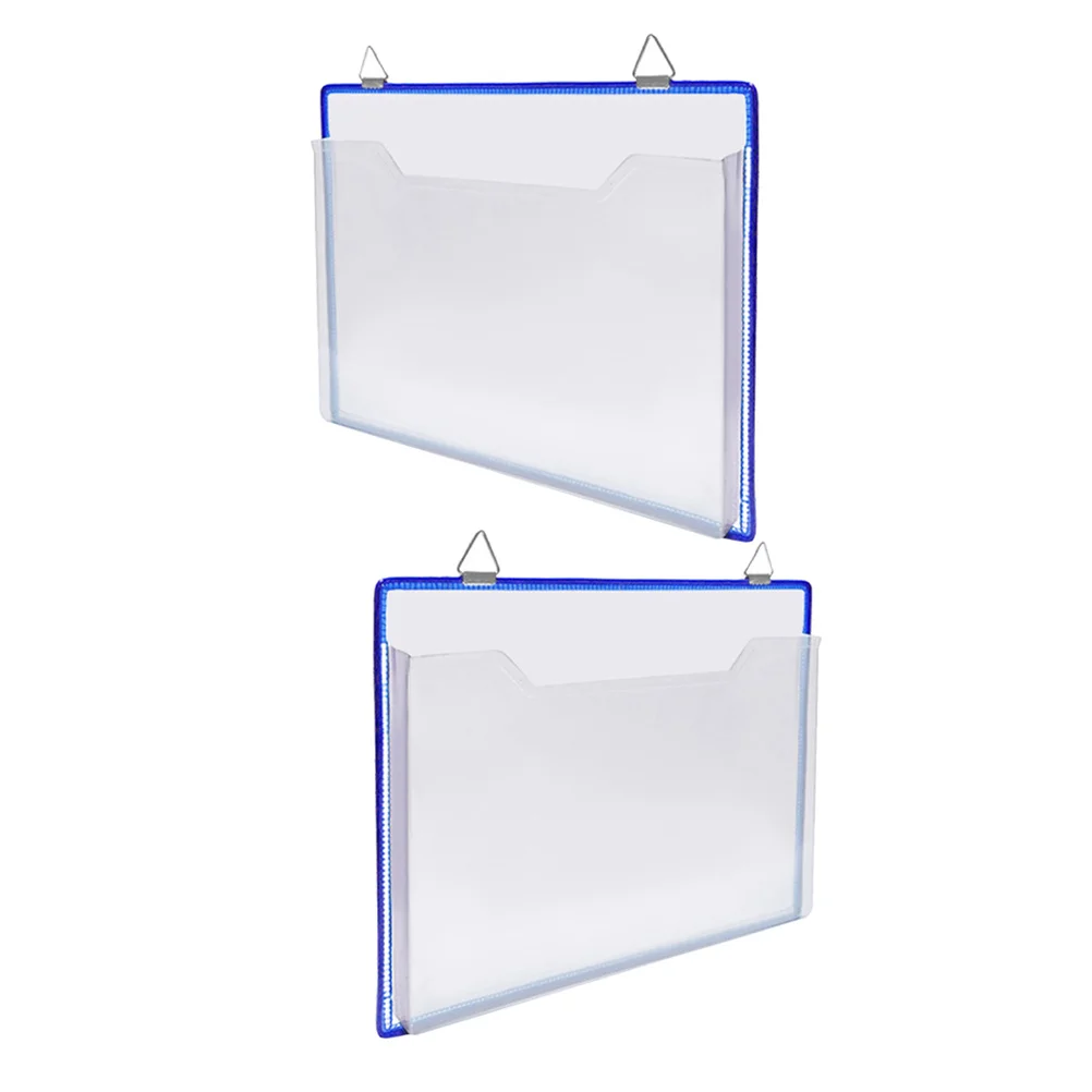 

2Pcs Hanging Wall File Folder Clear Plastic Document Storage Bag Wall Mounted Organizer File Holder for Office Home Business