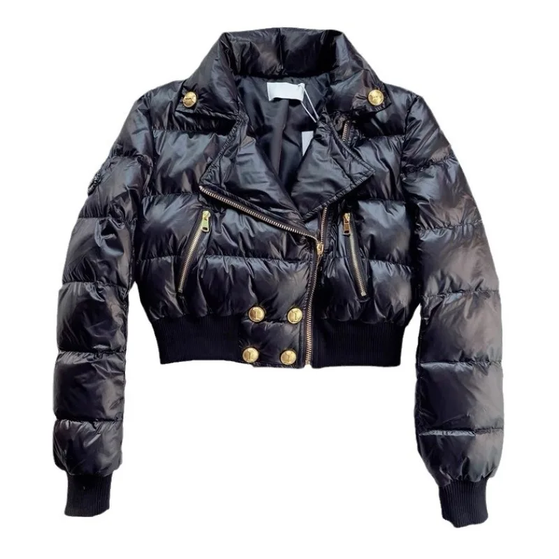 

Foreign Trade Cross-border Gold Buckle New Cotton Clothes Women's Slim-fit Solid Color Temperament Advanced Cotton-padded Coat