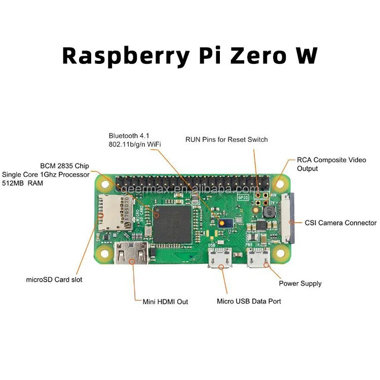 Raspberry Pi Zero W 512MB RAM 1GHz Single-core CPU 802.11 b/g/n WiFi BLE4.1 BCM2835 4GHz in UK Original New Development Boards