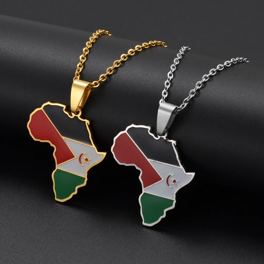 Anniyo 3CM Western Sahara Pendant Necklaces for Women Girls Jewelry charms Map @350121