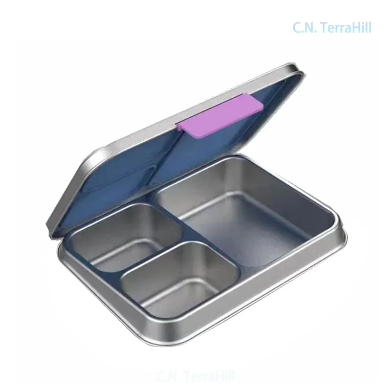Food Grade 304 Stainless Steel Insulated Lunch Box with Lid and Buckle for Students and Office Workers Portable Bento Container