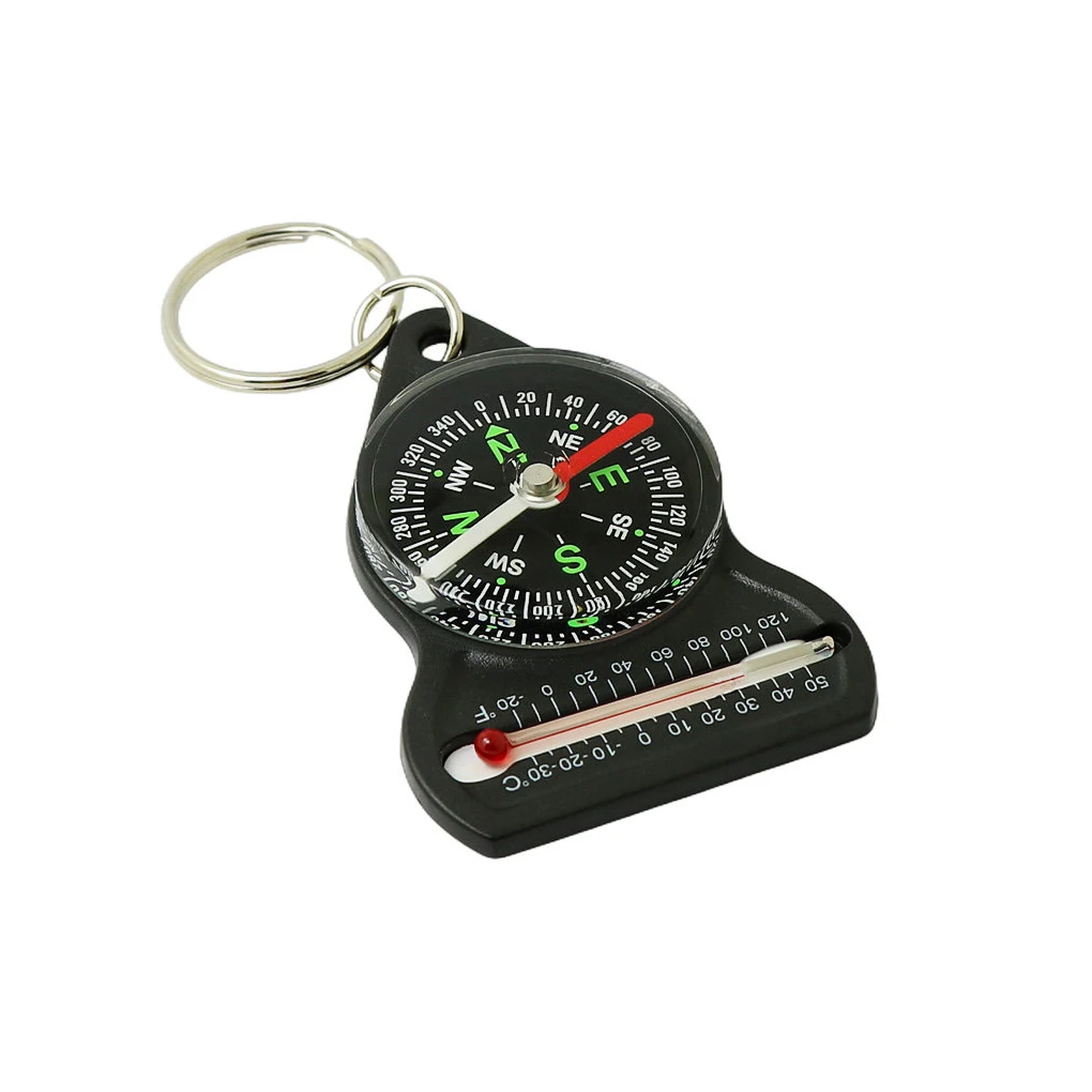 3 in 1 Navigation Tool Thermometer Multifunction Camping Pointing Guide Waterproof Temperature Gauge Keychain Watch