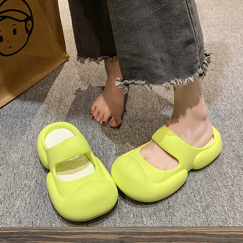 Women\'s Home Bathroom Slippers Outdoor Anti Slip Beach Shoes Soft and Comfortable Baotou Sandals 2024 Summer Leisure Hole Shoes