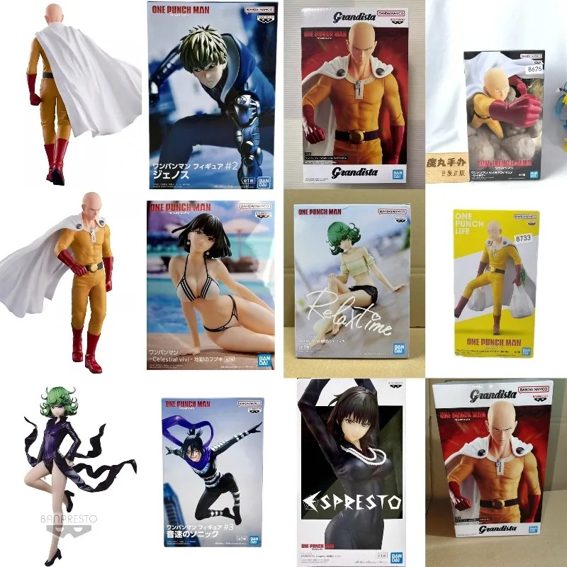 Figuras Colecionáveis Originais Bandai ONE PUNCH MAN Genos Terrible Tornado Saitama Garou Fubuki Anime