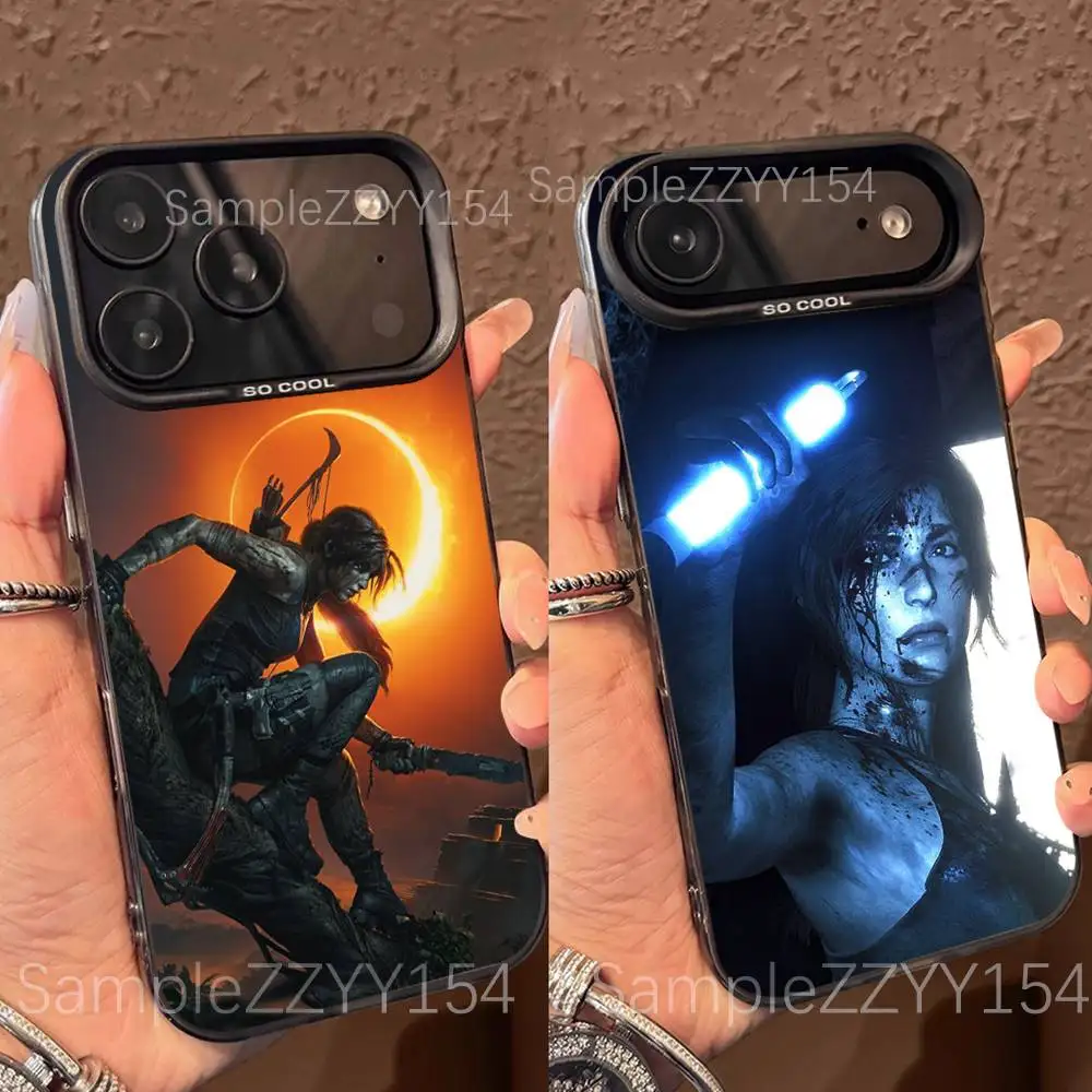 

Tomb Raider Lara Croft Phone Case For iPhone 17,16,15,14,13,12,X,8,Pro,Max,Plus,E,SE4,Air,Mini Black IMD Matte