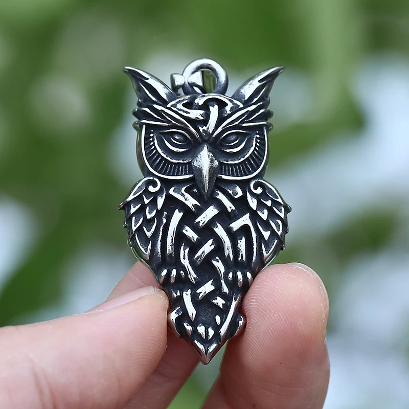 Dropshipping Animal New 316L Stainless Steel Men\'s Owl Pendant Necklace Vintage Good Polished Accessories Party Gift