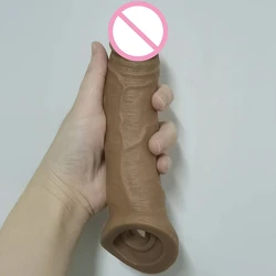 Penis Sleeve Penis?Extender Huge Cock?Stretch Sleeve Enlarged Reusable Condom?Penis Extension Sleeve Extra Thick Sex Toy for Men