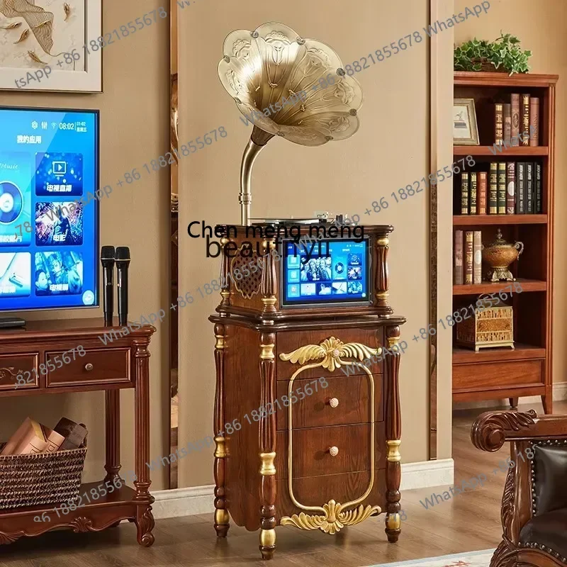 D178  European light luxury vinyl gramophone solid wood record player retro old-fashioned living room audio record player