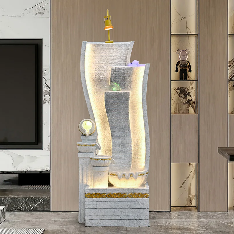 European-style flowing water ornament living room light luxury landscape circulating water curtain wall fountain water feature