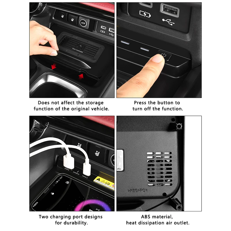 QHCP Car Wireless Charger Center Console Phone Charging Fast Charging Board Charge Plate For Lexus NX260 350H 400H+ 2022-2023