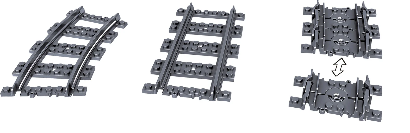 Stadt Zug Gleise DIY MOC Set Gerade Gebogene Flexible Schienen Schalter Gabel Bausteine Kreative Spielzeug für Kinder Modell Montage – Detail 13