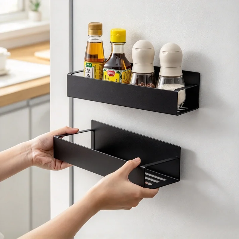 2/4PC Magnetic Storage Rack, Multifunctional Refrigerator Washing Machine Side Hanging Shelf Household Kitchen Organizer