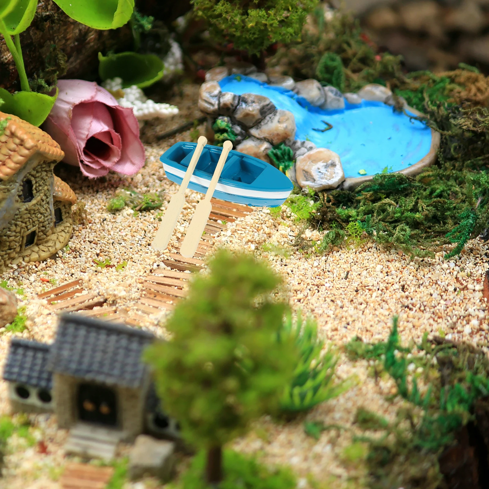 

6 Sets Micro Landscape Boat Oar Toy Garden Miniature Decor Decoration Small Boating
