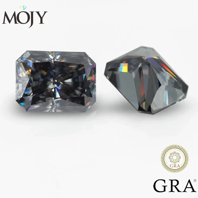 

MOJY Gray Moissanite Loose Stones Radiant Cut 0.5~8.0ct with GRA Certificate Factory Wholesale Pass Diamonds Tester Fine Jewelry