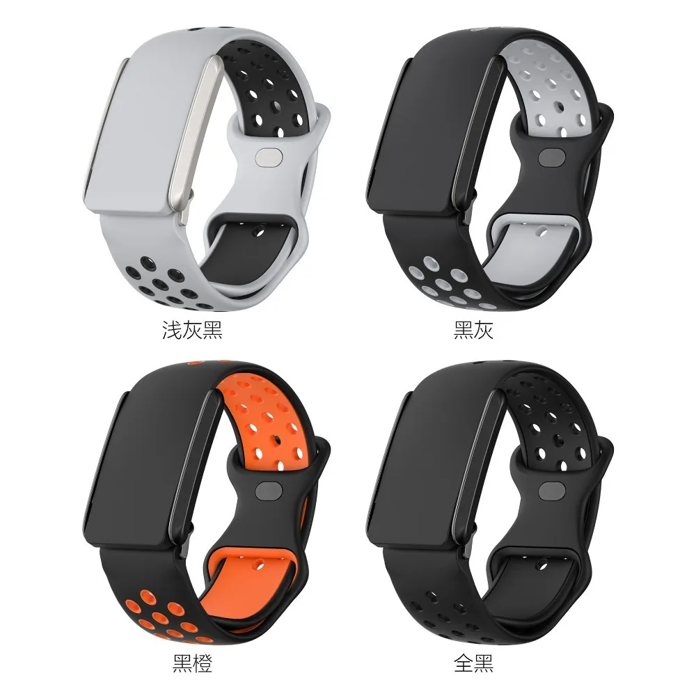 For Whoop 4.0 Dual-color Silicone Strap Perforated Sport Band with Metal Frame Connector Replacement Wristband Accessories