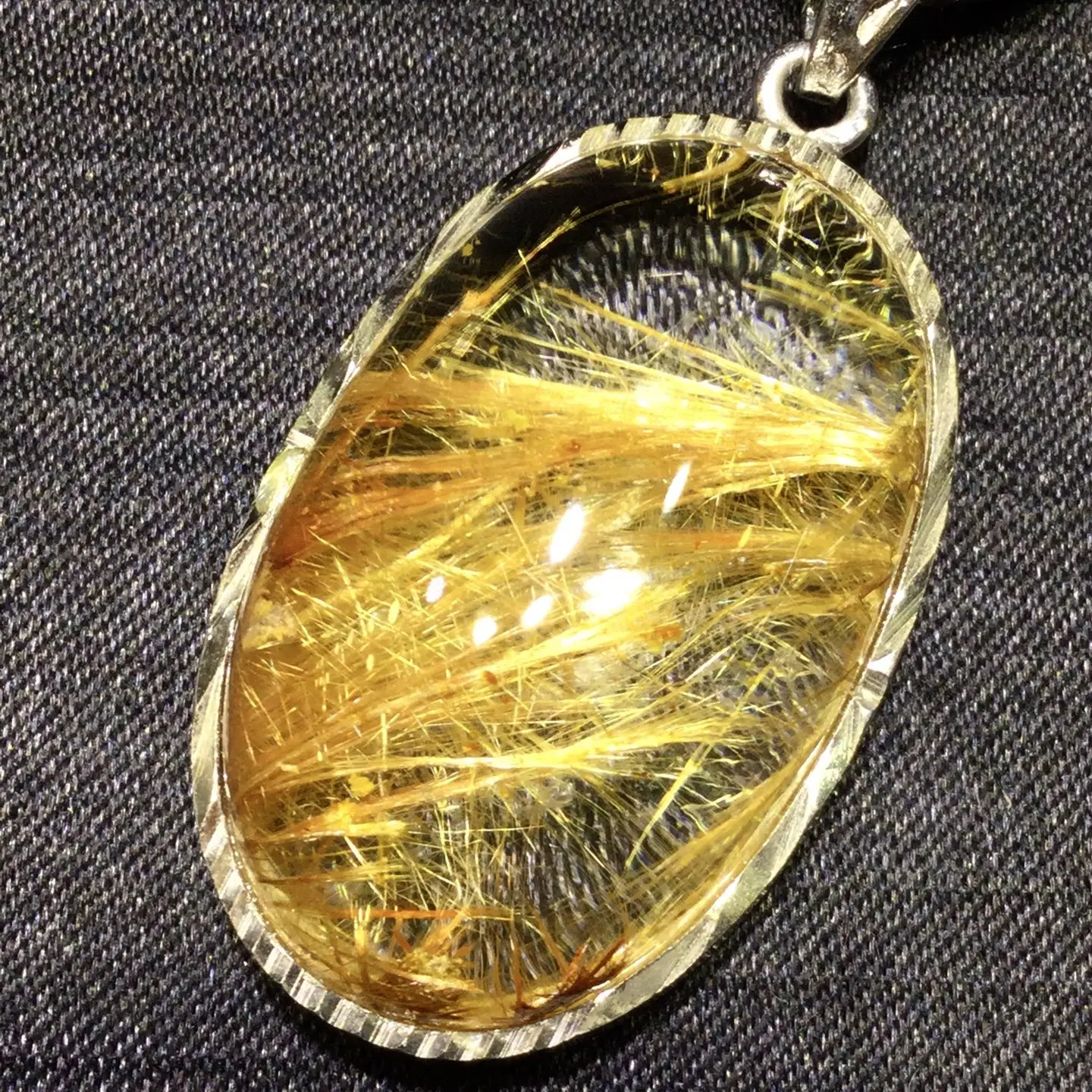 Natural Gold Rutilated Quartz Pendant Rectangle 37*23.5*13mm  Flower Rutilated Quartz Jewelry Men Women Brazil AAAAAAA