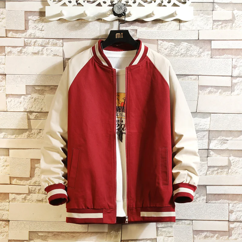

Nice Men Baseball Jacket Mens Hip Hop Streetwear Coat Retro Black Patchwork Harajuku Bomber Jacket Windbreaker Oversized Jacket