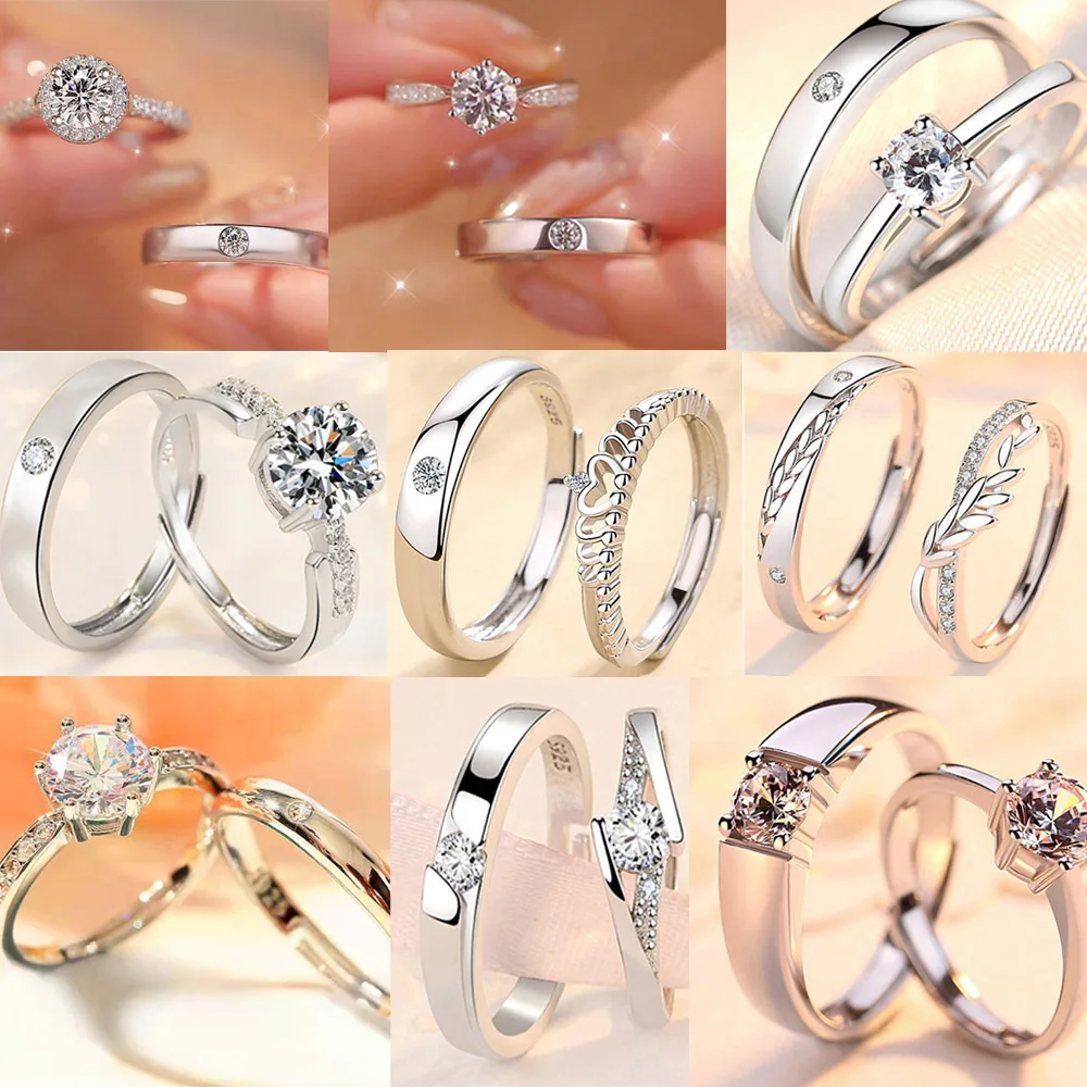 2025 gran oferta clásica anillo de pareja ajustable hombres mujeres chapado en cobre joyería de dedo de platino venta al por mayor Envío Directo
