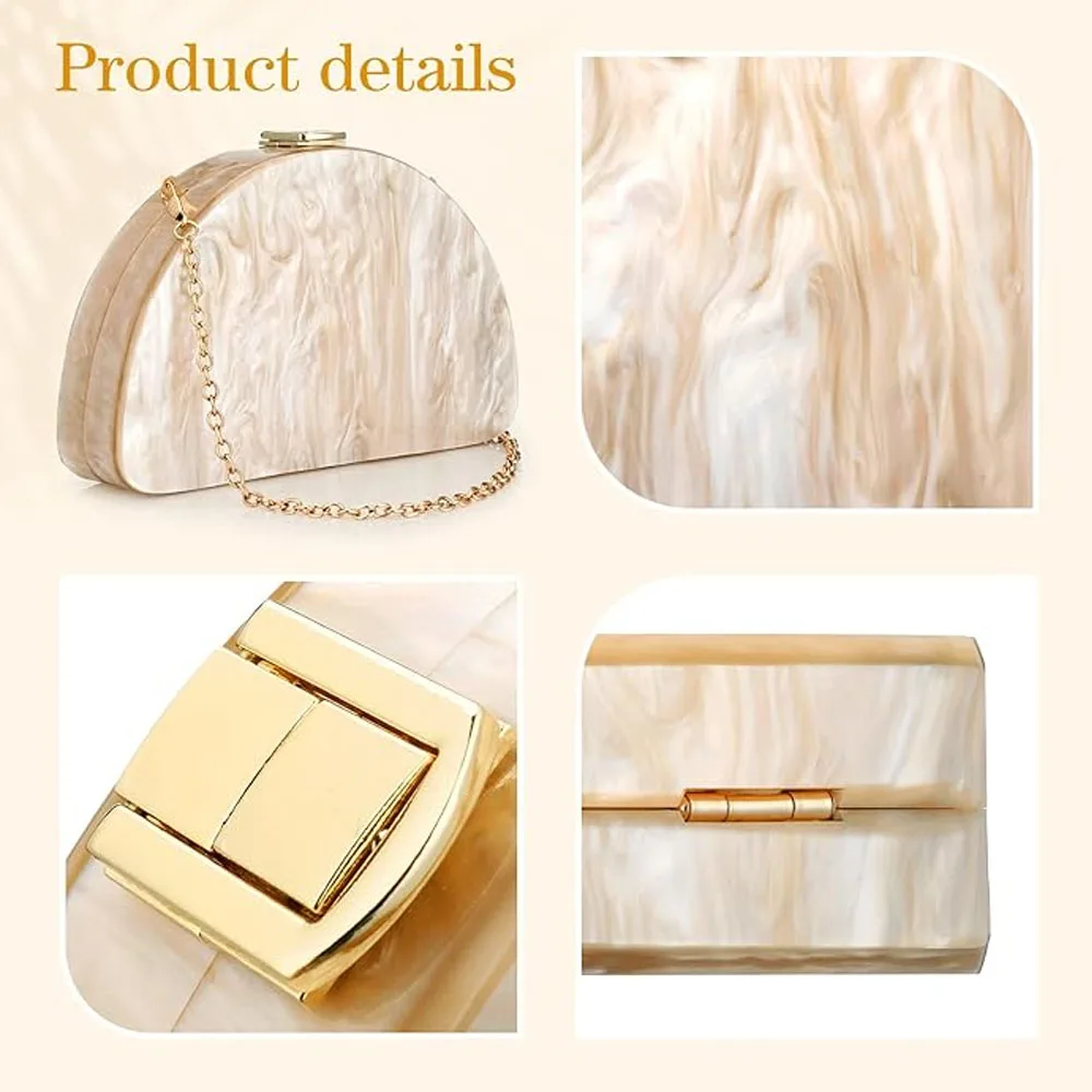 Luxury Clutch Purse Acrylic Evening Bags Elegant Crossbody Wedding Party Handbag With Chain Shoulder Bag Wallet 2024 Fashion