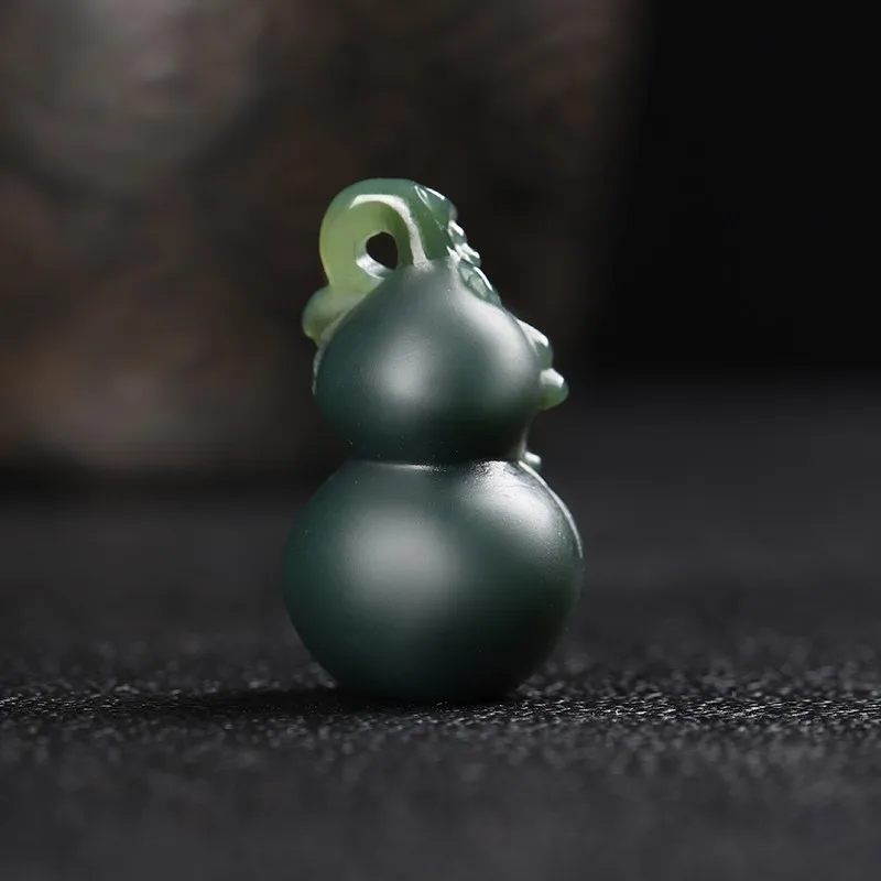 Natural Nephrite Green Jade Gourd Pendant Necklace Women Fine Jewelry Chinese Hetian Jade Gourd Lucky Charm Amulet Sweater Chain