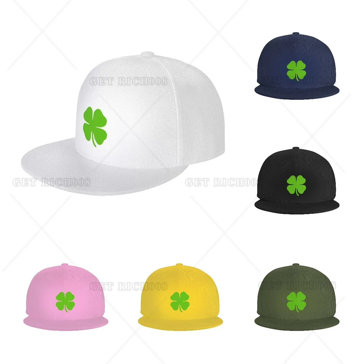 Green Clover St.patrick Day Women Men Hiphop Baseball Cap Trucker Hat Flat Visor Casual Four Seasons Adult Polyester One Size