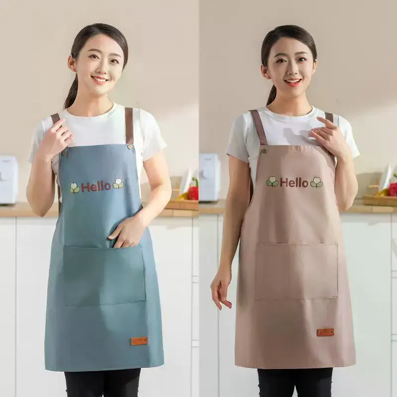 Kitchen Apron Waterproof Oil Proof Convenient Pocket Chef Cooking Apron Men Women Barista Manicurist Work Aprons Waiter UniformW