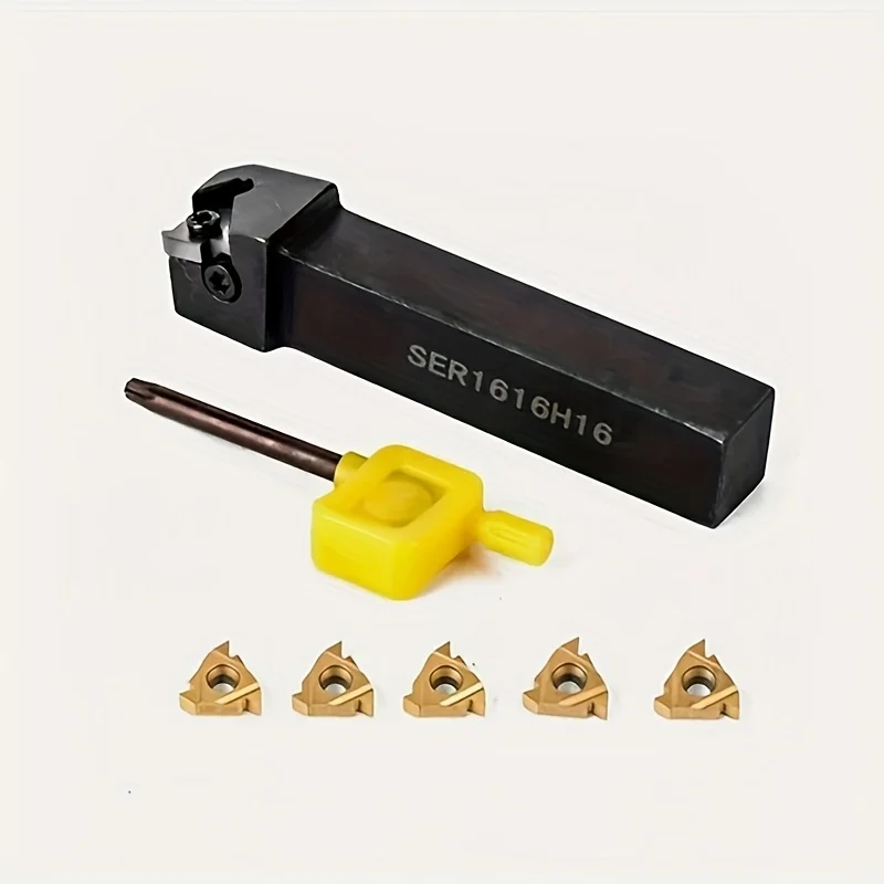 

SER1616H16 External Threading Tool 10PCS ER AG60 Carbide Inserts CNC Lathe for Steel Stainless Steel Metal
