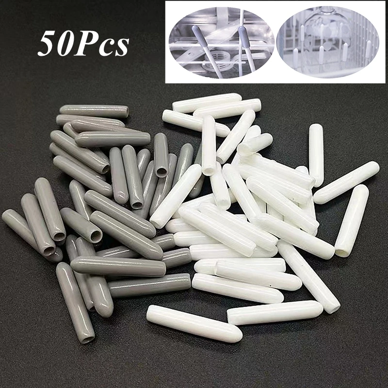 50pcs Dishwasher Rack Caps Tip Tine Cover Cap Flexible Round End Caps Protective Sleeves For Sharp Article To Prevent Collision