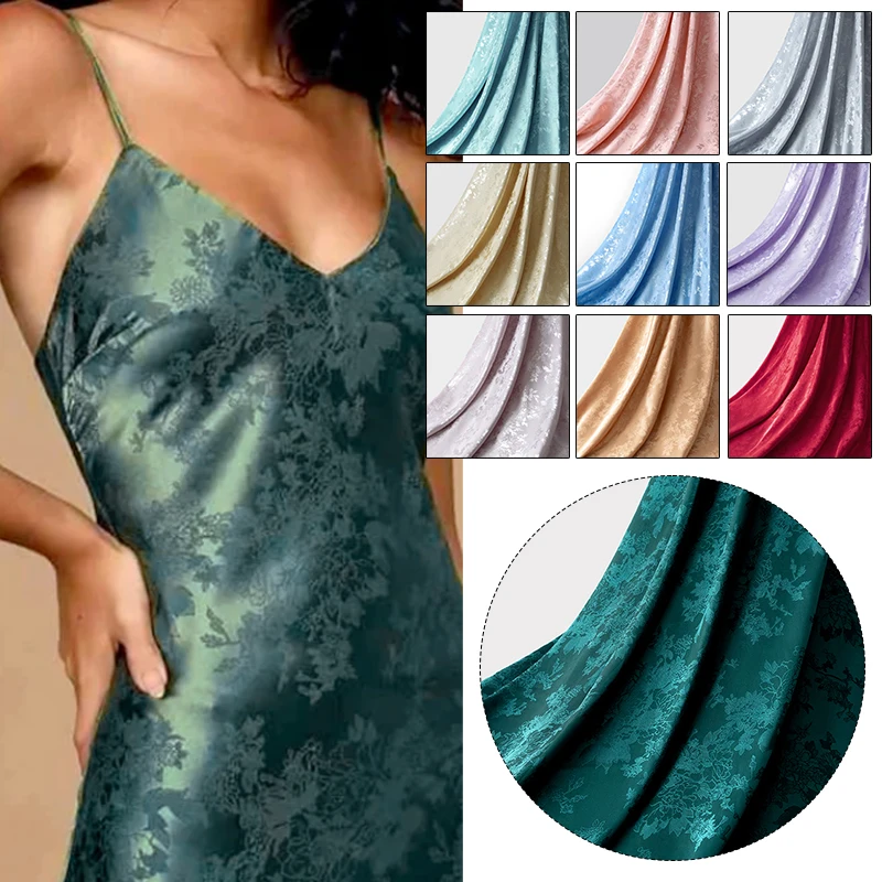 

High End Jacquard Acetic Acid Satin Fabric Dark Texture Retro Ethnic Style for Cheongsam Horse Face Skirt Silk Diy Sewing Fabric