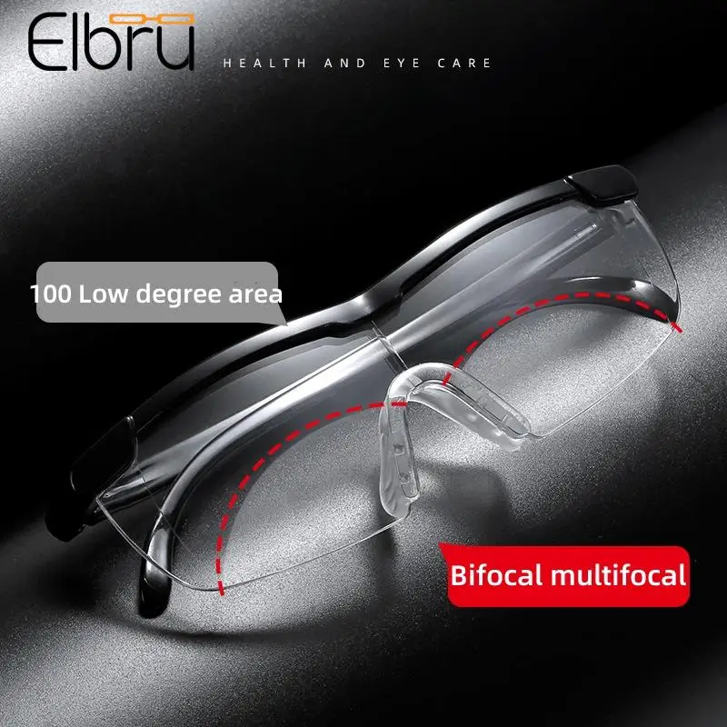 Elbru 100-300 Degree Reading Glasses Automatic Magnifier Women Men Near and Far Universal Zoom Bifocals Presbyopia Eyeglasses